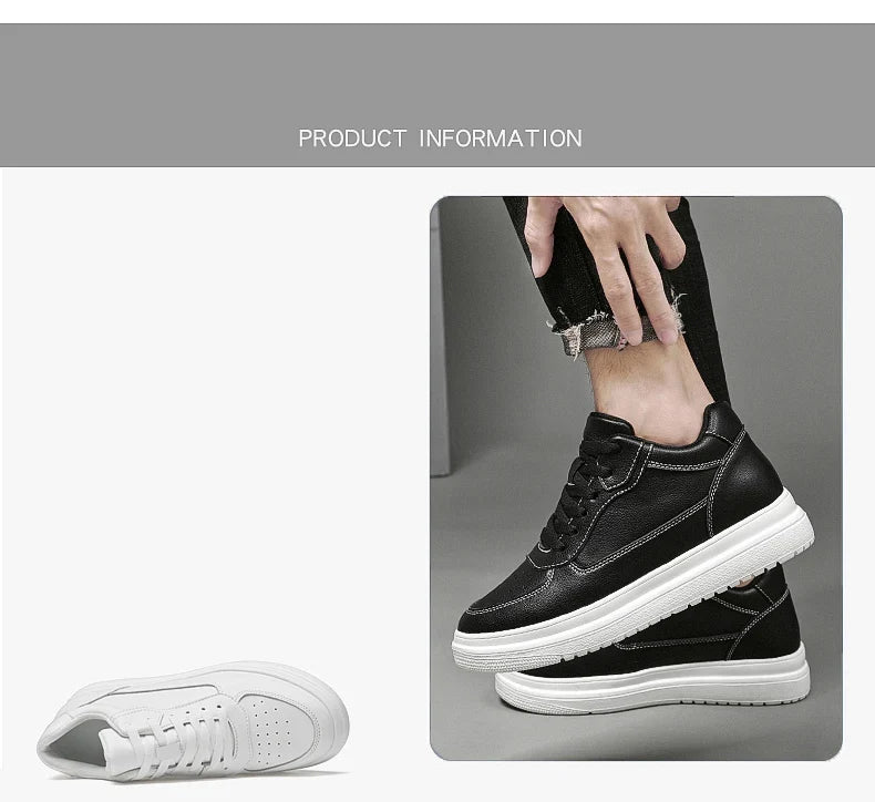 Men's Leather Elevator Sneakers – Height Increase 6cm / 8cm / 10cm