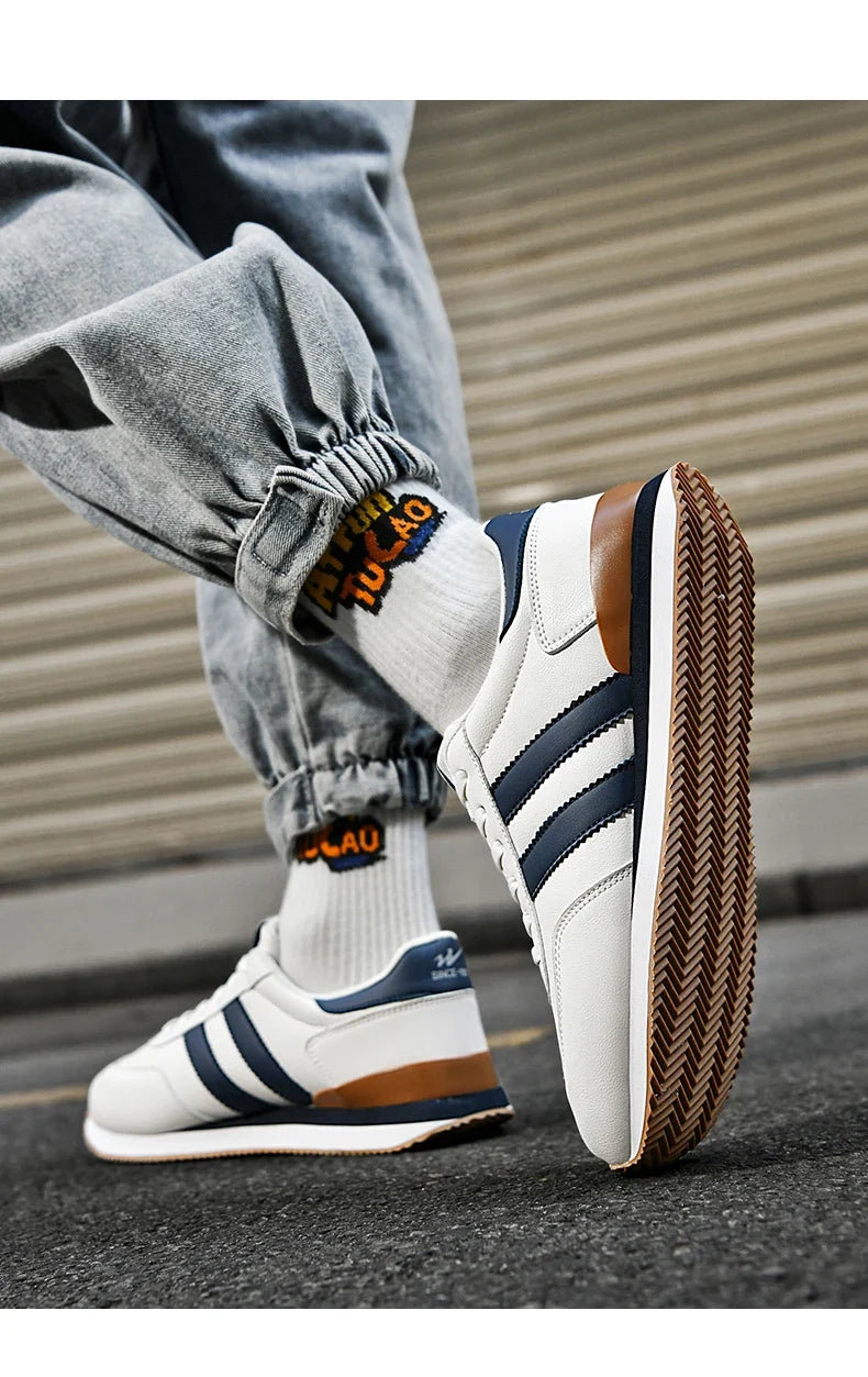 Men's Retro Sneakers – Casual Everyday Shoes (White/Green)