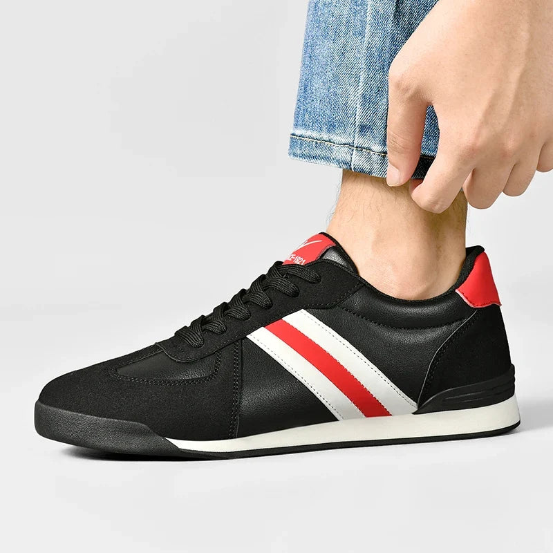 Men's Retro Flat Sole Sneakers – Vintage Casual Shoes (Black/Gray)