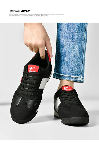 Men's Retro Flat Sole Sneakers – Vintage Casual Shoes (Black/Gray)