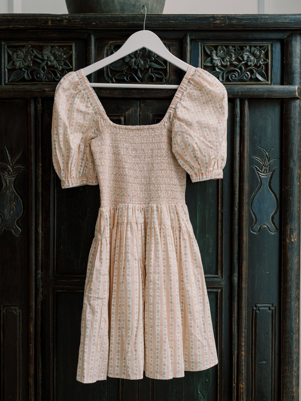 Pink Floral Stripe Sevilla Women Knee Length Dress
