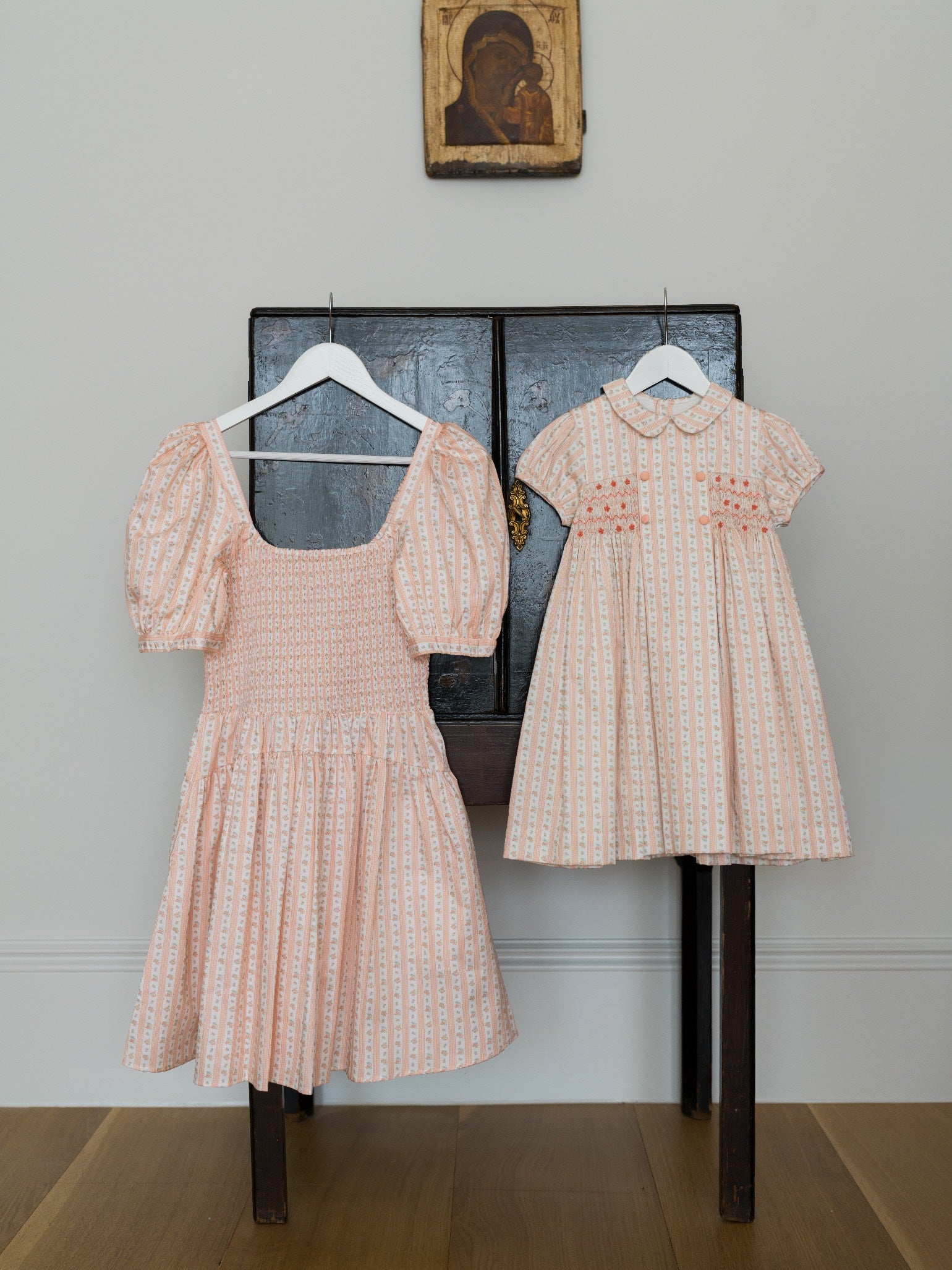 Pink Floral Stripe Sevilla Women Knee Length Dress