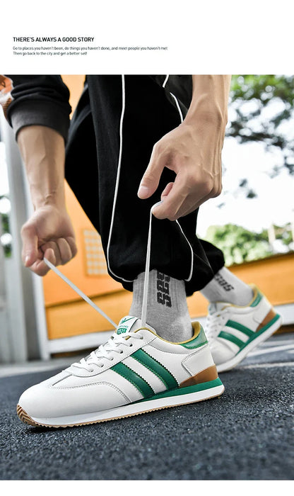 Men's Retro Sneakers – Casual Everyday Shoes (White/Green)