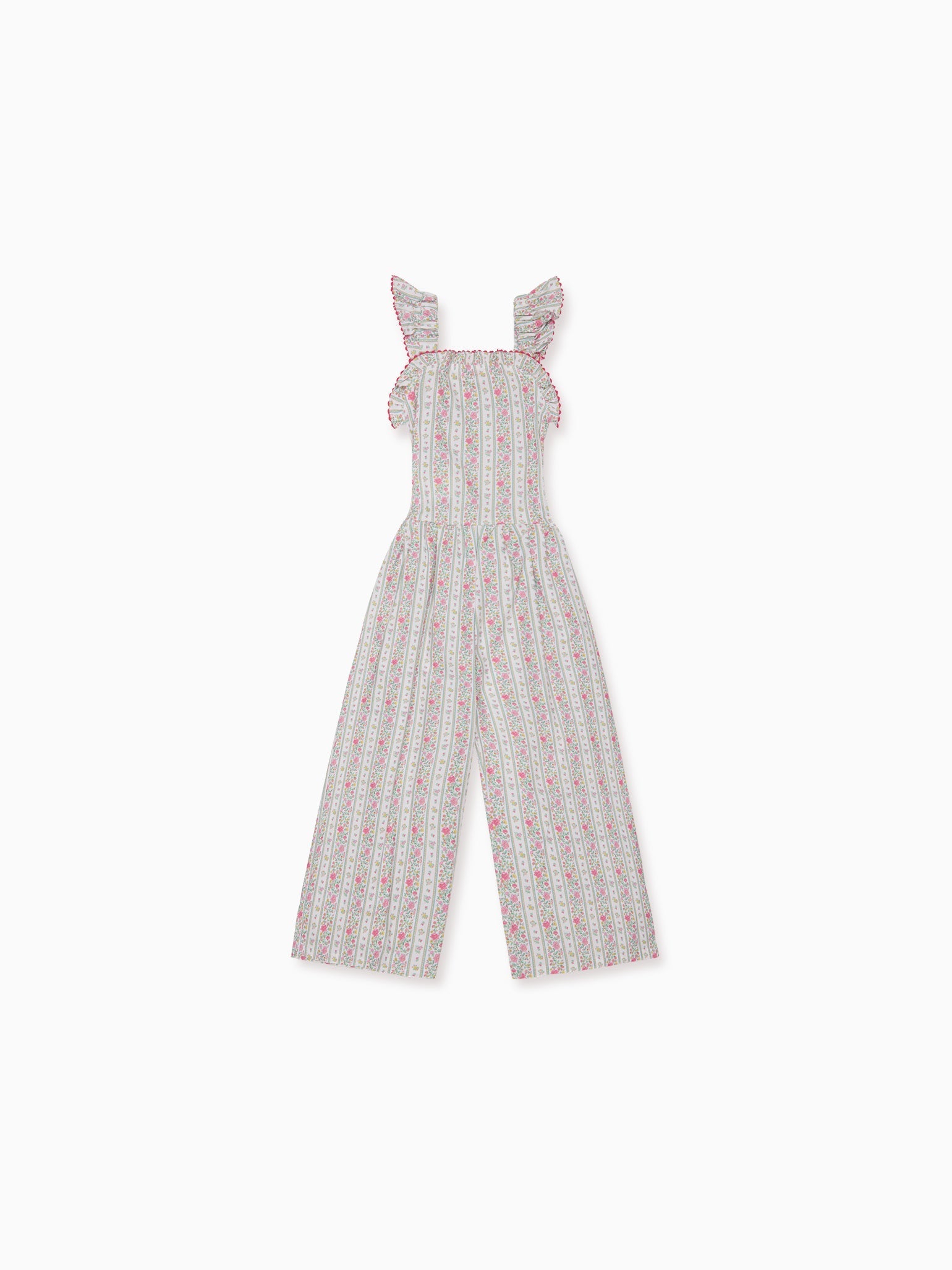 Fuchsia Pink Floral Stripe Maeve Girl Jumpsuit