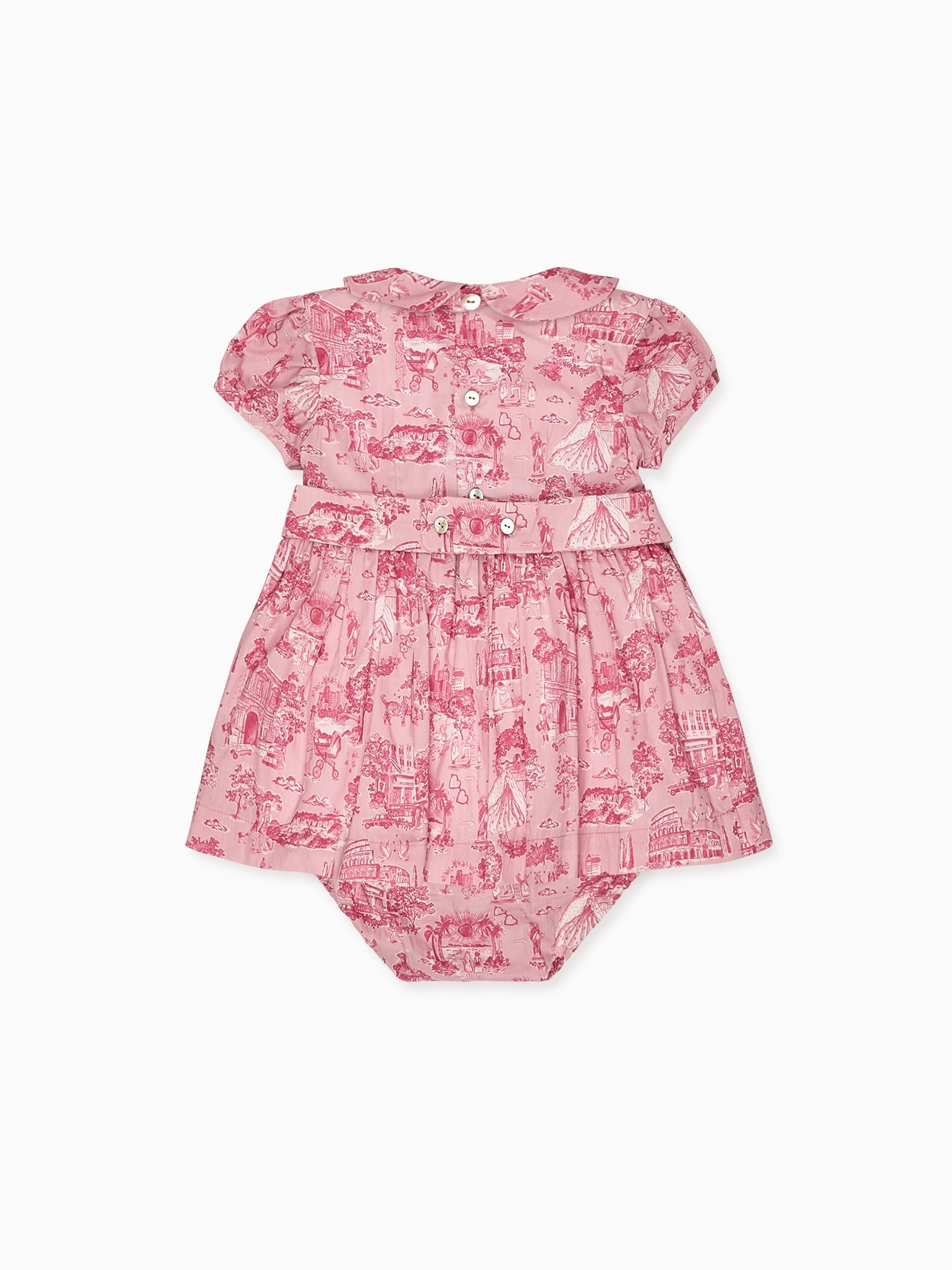 Nicky Hilton x La Coqueta Pink Toile de Jouy Theodora Baby Girl Hand-Smocked Set