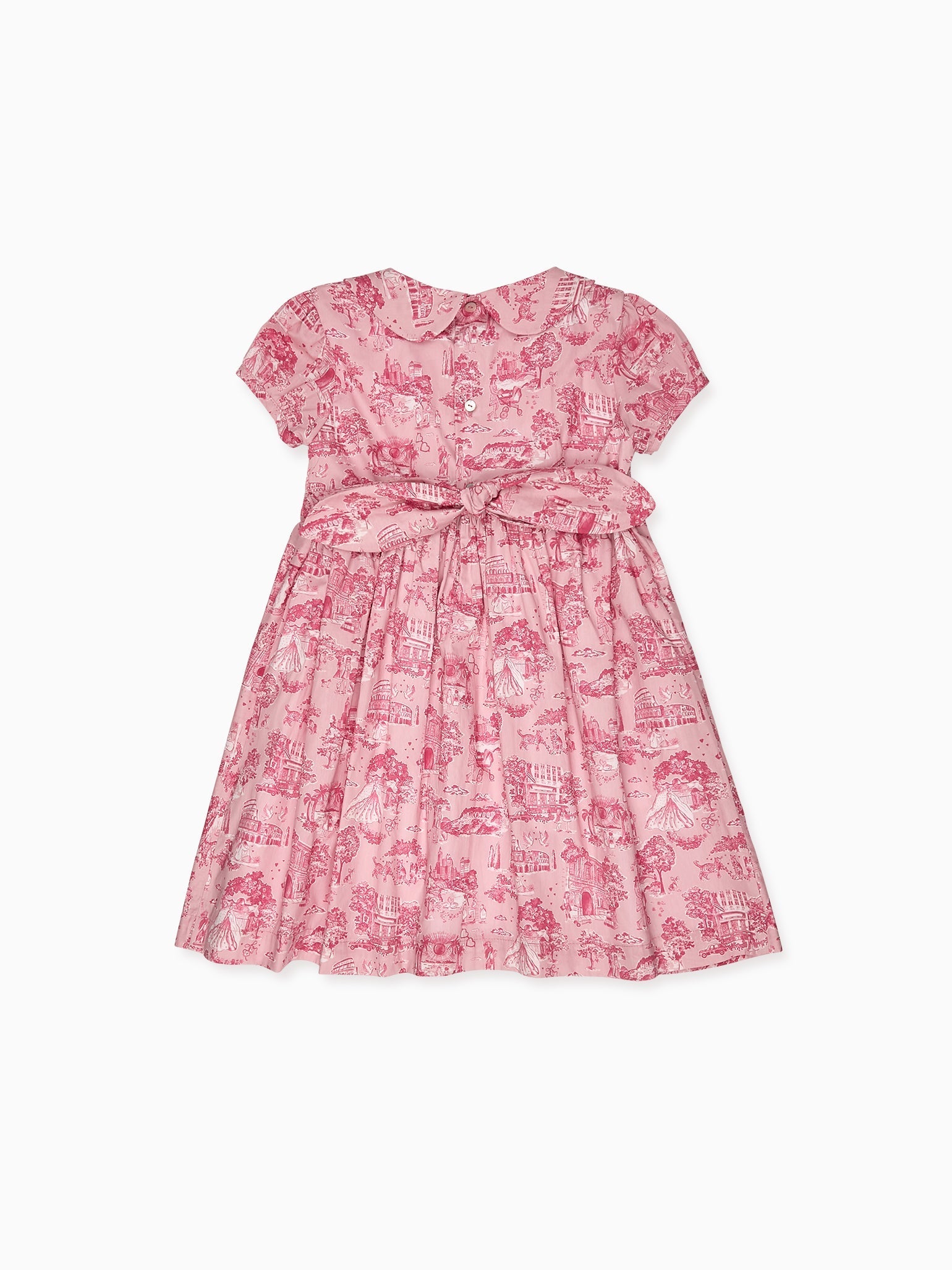 Nicky Hilton x La Coqueta Pink Toile de Jouy Theodora Girl Hand-Smocked Dress