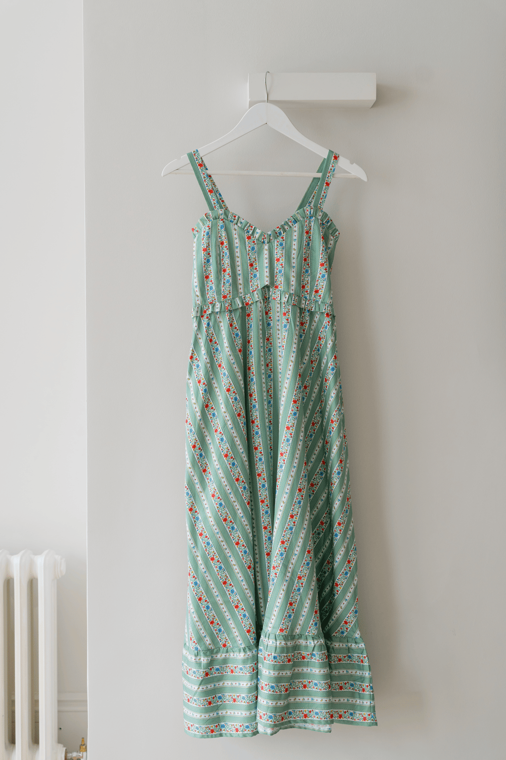 Sage Floral Stripe Toledo Women Midi Dress