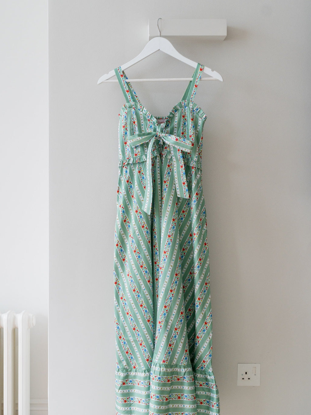 Sage Floral Stripe Toledo Women Midi Dress