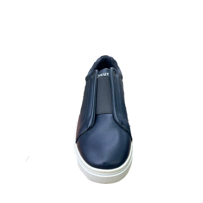 Navy Leather Slip-On Sneakers by SOKUT | Sneaker Den