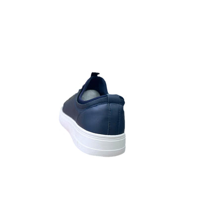 Navy Leather Slip-On Sneakers by SOKUT | Sneaker Den
